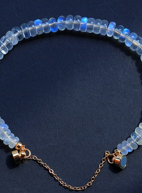 玻璃体算盘珠蓝色月光石手链2
