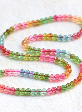 超艳丽全彩玻璃体碧玺手链（亦可做项链）