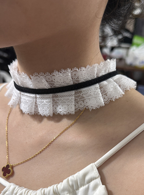 纯欲风洛丽塔超仙choker项链丝带蝴蝶结项圈锁骨链女蕾丝温柔颈链