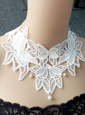 蕾丝假领子镂空锁骨链