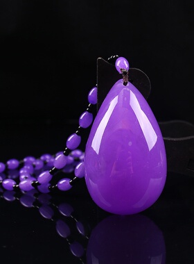 紫罗兰葫芦吊坠仿蜜蜡紫色佛牌项链男女民族风时尚礼品毛衣链
