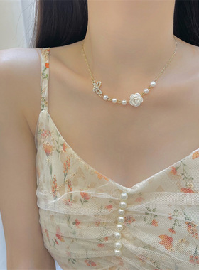 辣妹气质吊坠饰品小众ins风锁骨链蝴蝶结网红轻奢保色项链女