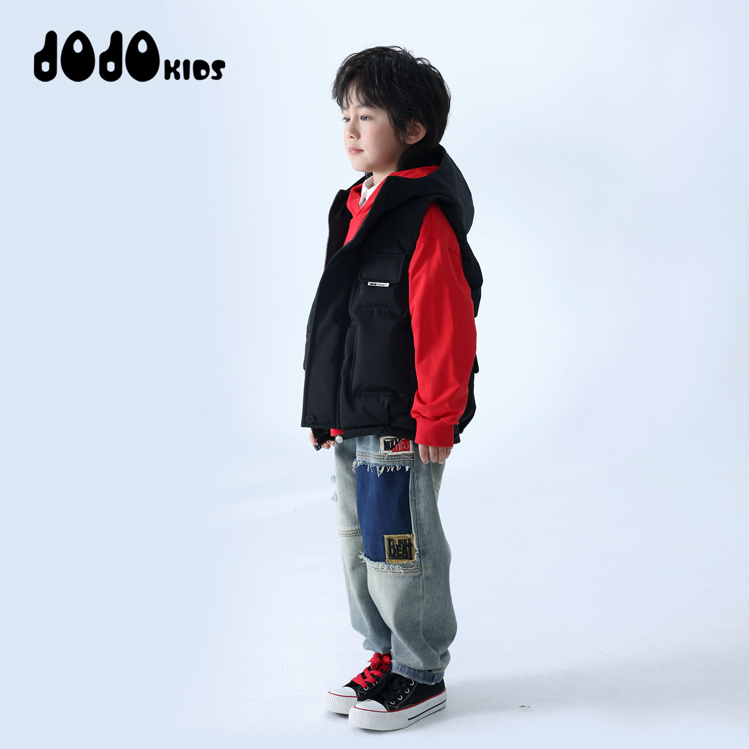 jojo童装男女童冬季新款连帽羽绒马甲中大儿童宽松保暖百搭外套潮,淘宝优惠券,粉丝福利购,淘宝优惠卷