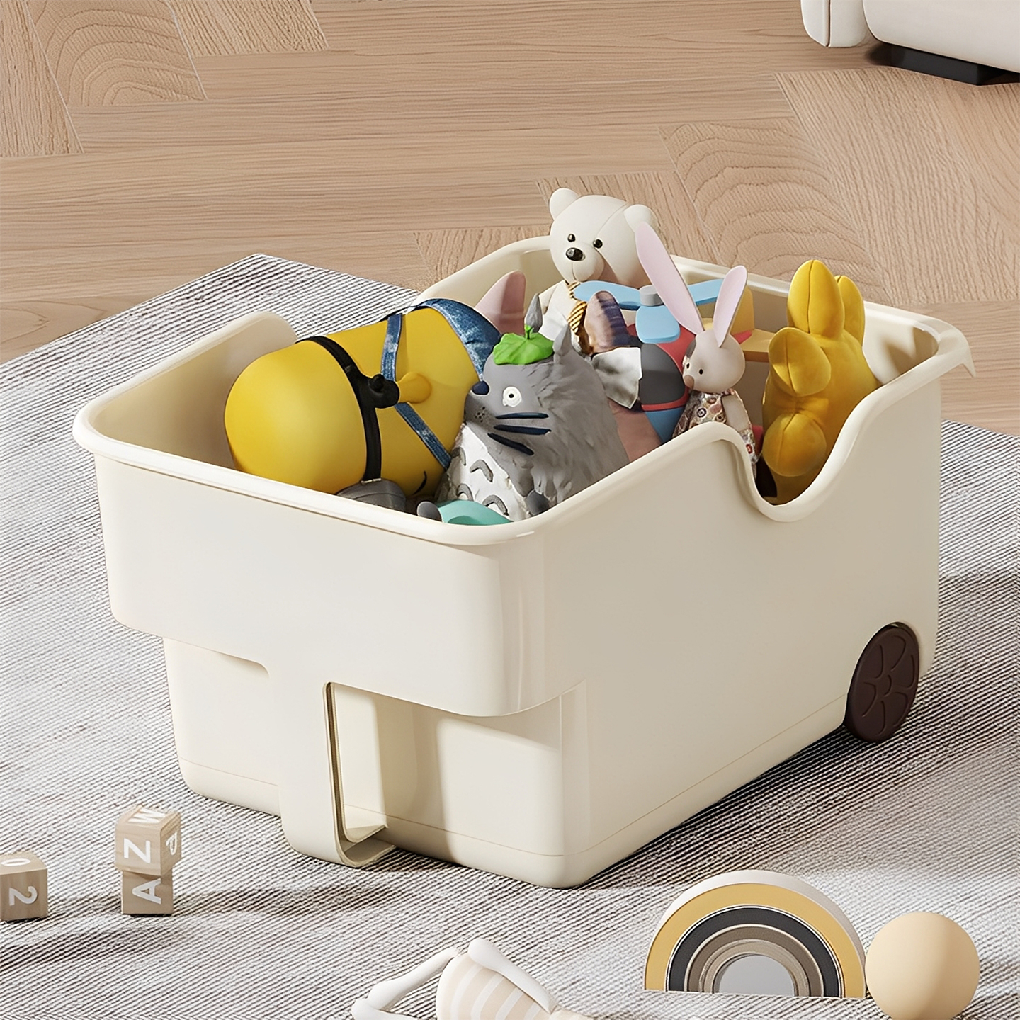 深柜橱柜收纳盒抽屉式滑轮锅具零食调料杂物厨房整理盒直角储物盒 - 图1