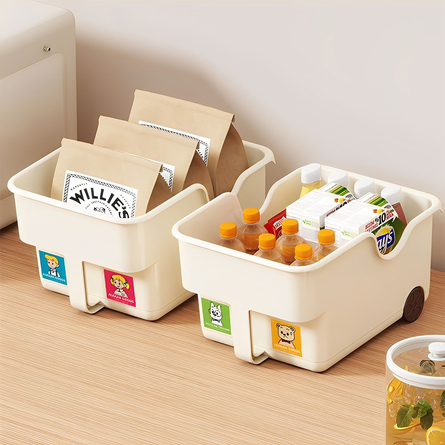 深柜橱柜收纳盒抽屉式滑轮锅具零食调料杂物厨房整理盒直角储物盒 - 图3