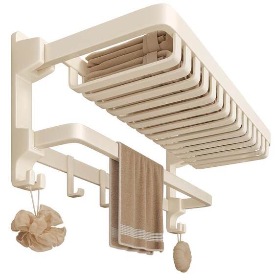 Bath towel rack bathroom punch-free integrated bathroom shelf