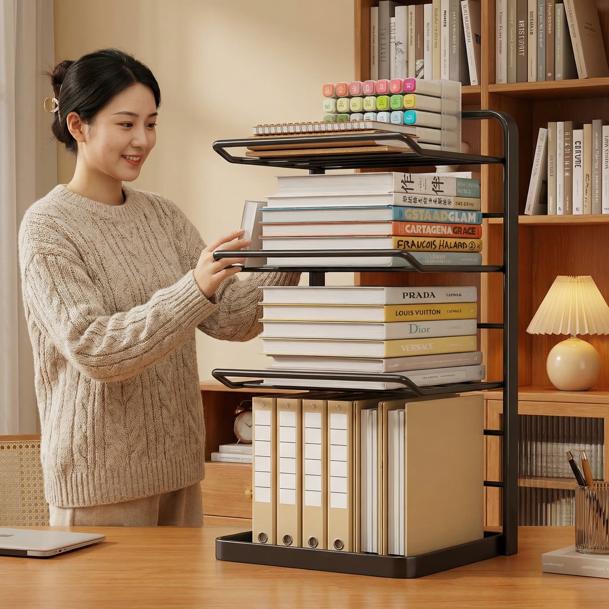 Subject classification storage rack multi-layer book storage rack