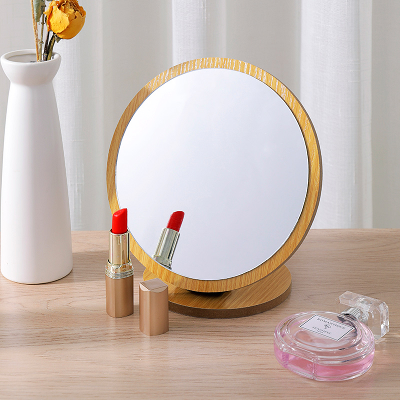 居家家化妆桌面镜台式木质女小号家用单面梳妆台学生宿舍卧室镜子 - 图0