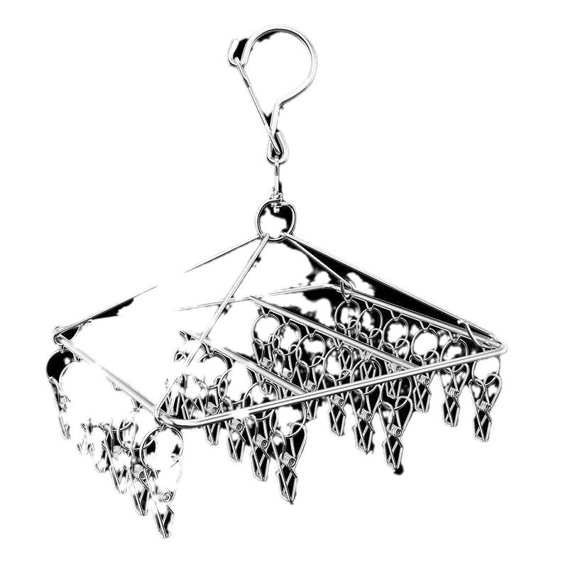 不锈钢晾衣架袜架多夹子家用防风晾衣夹多功能挂钩衣架晒袜子神器,淘宝优惠券,粉丝福利购,淘宝优惠卷