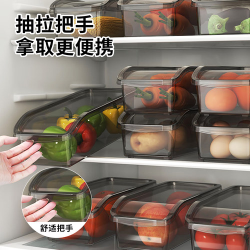 居家家食品级抽屉式保鲜盒冰箱收纳盒厨房蔬菜冷冻饺子盒野餐 - 图2