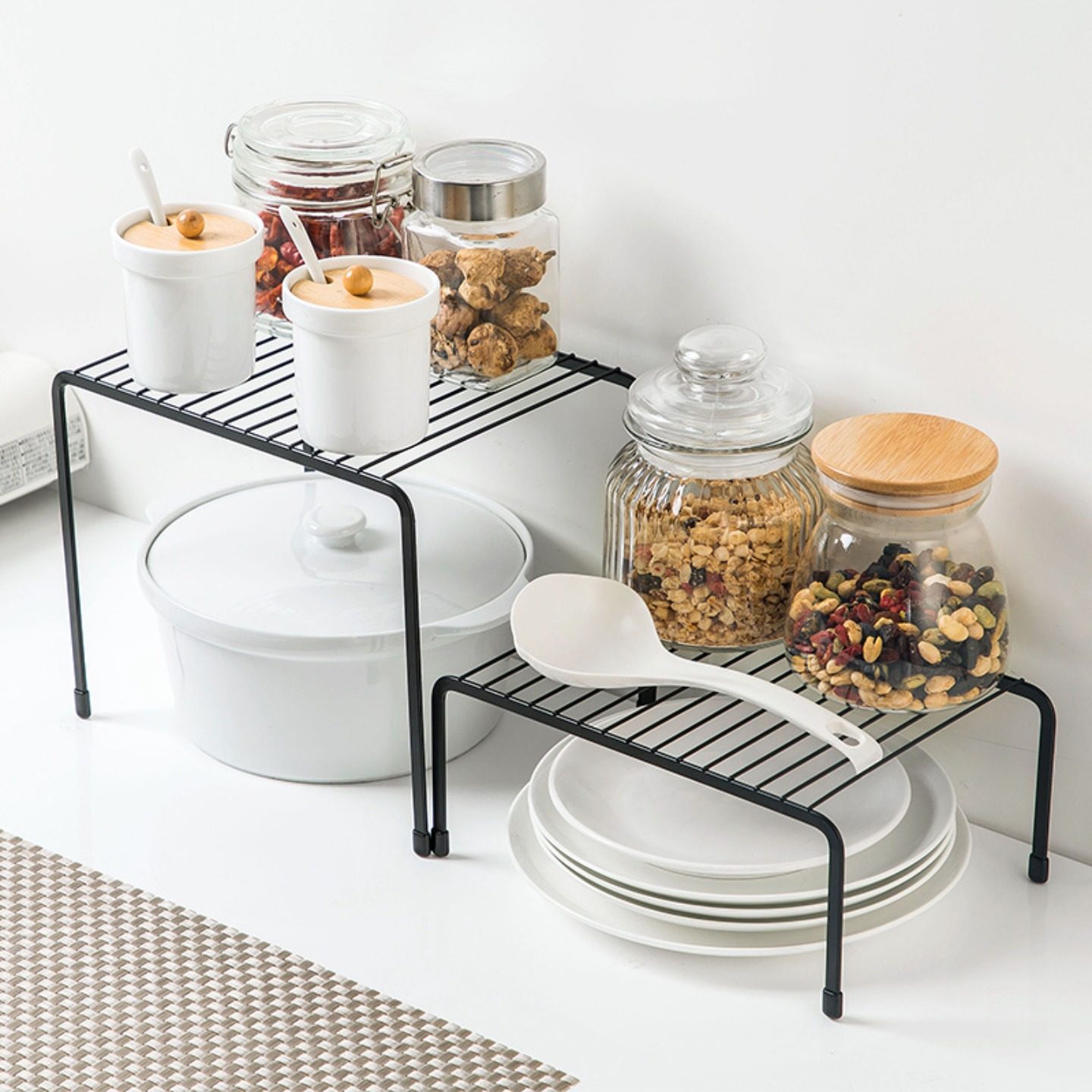 橱柜内调料架厨房隔板置物架桌面收纳架可伸缩多功能柜子分层架fh,淘宝优惠券,粉丝福利购,淘宝优惠卷