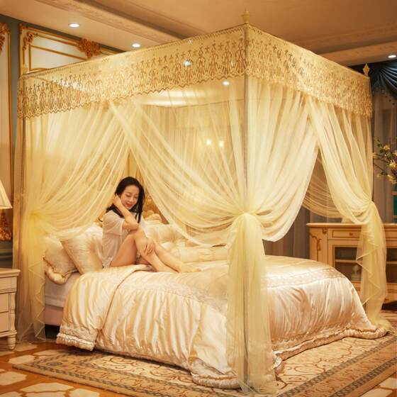 Bold encrypted bracket mosquito net three-door palace