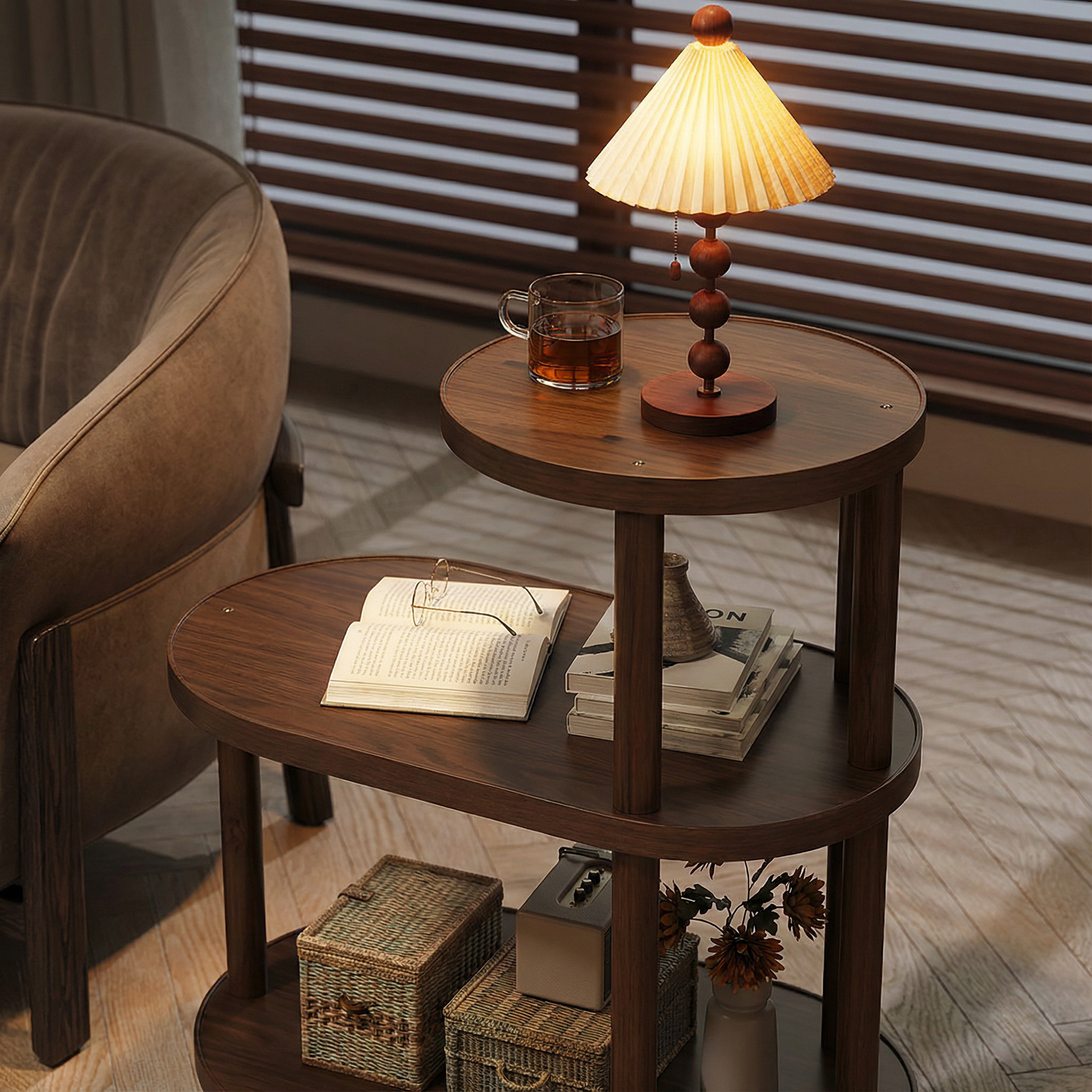 中古风移动小圆桌家用客厅小桌子沙发边几侧边柜小户型简约床头柜,淘宝优惠券,粉丝福利购,淘宝优惠卷