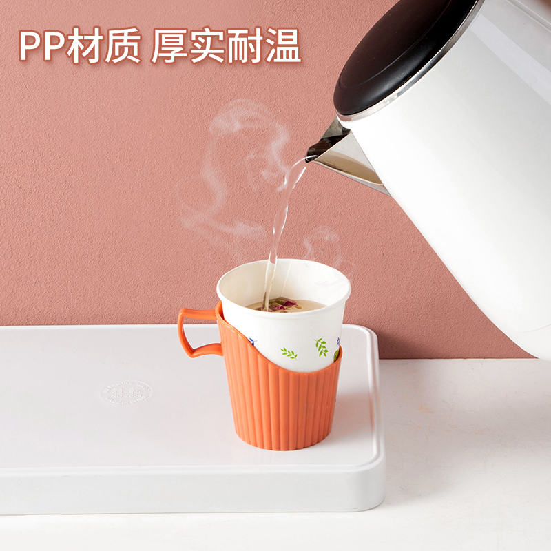 居家家一次性杯子架子家用杯托套加厚塑料防烫手杯架创意纸杯杯拖-图1