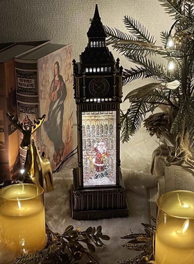 green house * 一生英伦情大本钟重工圣诞飘雪音乐灯氛围灯礼物