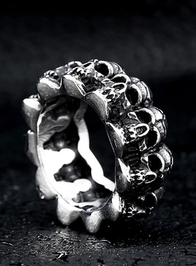 骷髅环钛钢个性夸张日韩潮人戒指