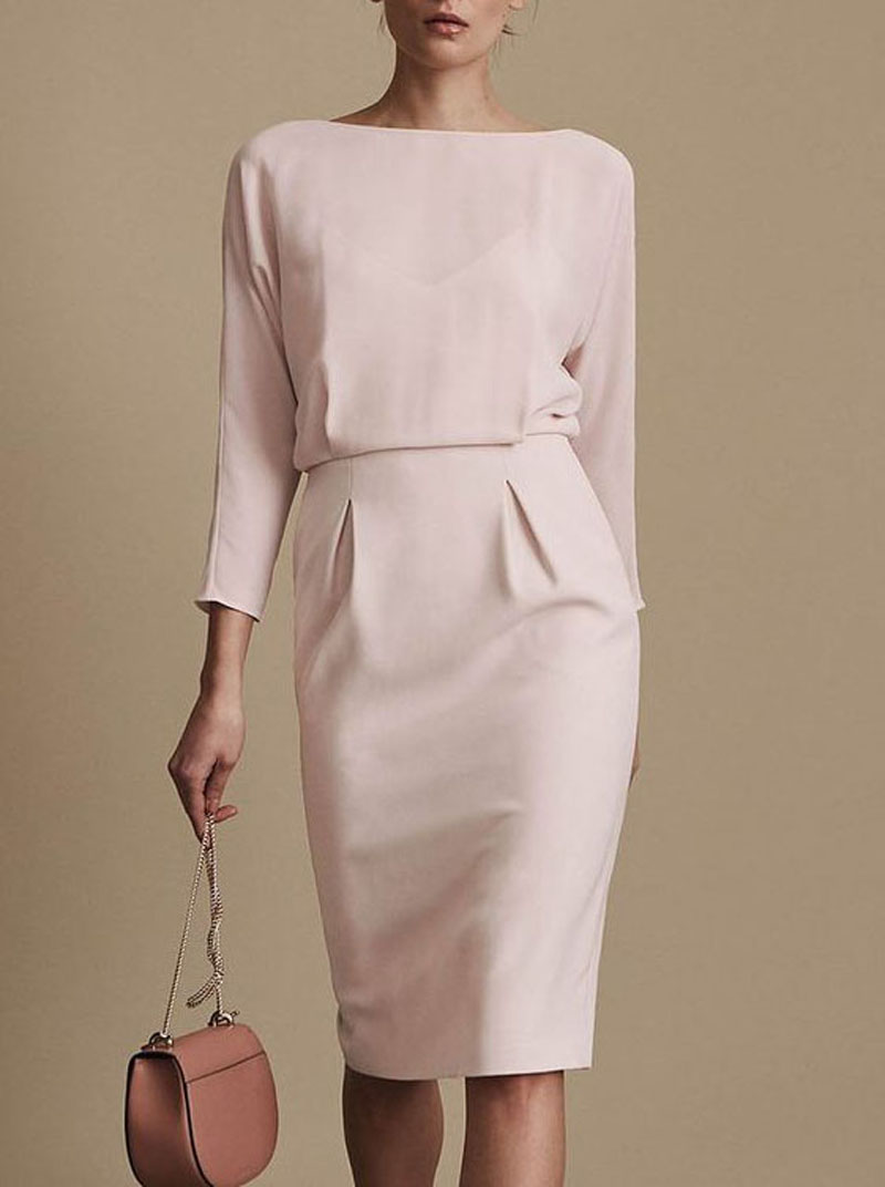 【MINITITI法国】设计师品牌买手店 裸粉色优雅职场风连衣裙