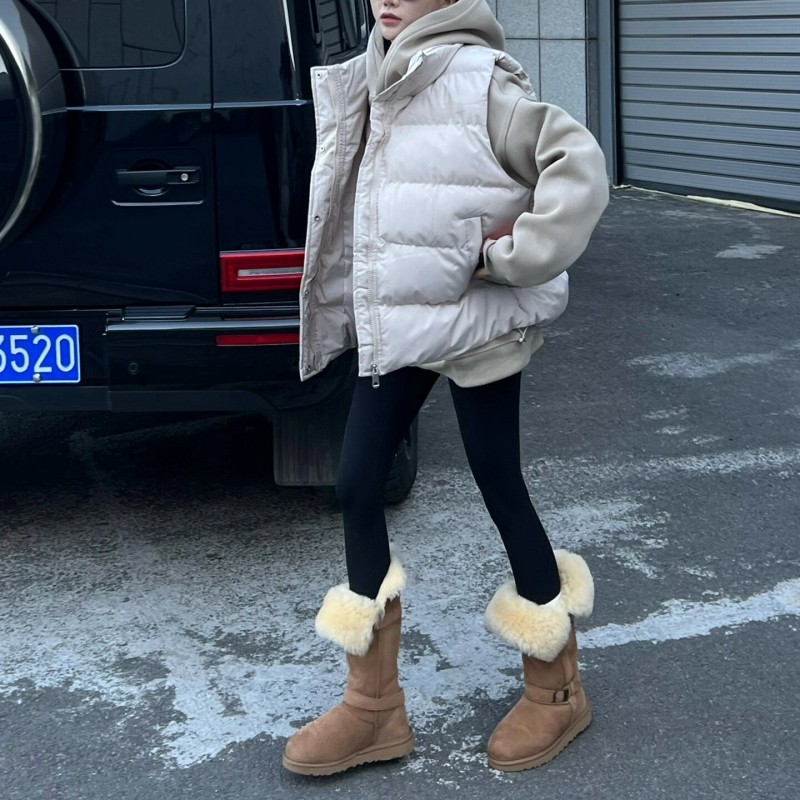 羊皮毛一体雪地靴女2025新款复古圆头平底加绒中筒雪地棉不过膝靴,淘宝优惠券,粉丝福利购,淘宝优惠卷