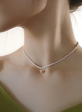 锁骨链白水晶锆石极简风