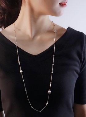 保色极简长项链腰链叠戴百变饰品