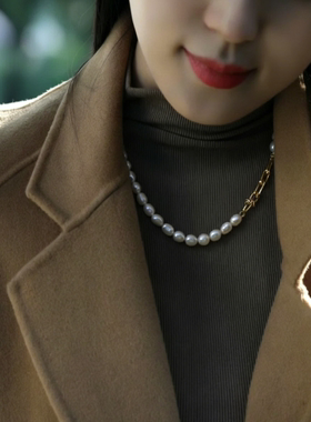 巴洛克珍珠U型链简约气质短项链
