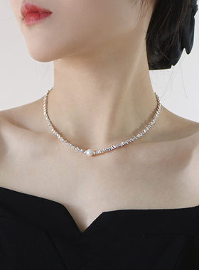 小众高级感碎银子锁骨链