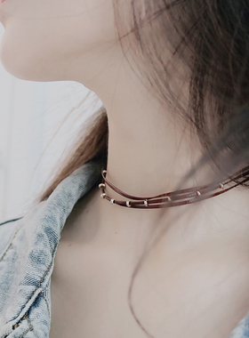 极简高级感多层锁骨链女项圈短款