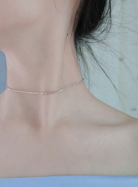 颈链茶色水晶choker极简爆闪细