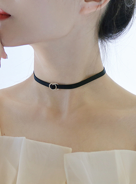 微镶缎带choker简约简约气质颈链