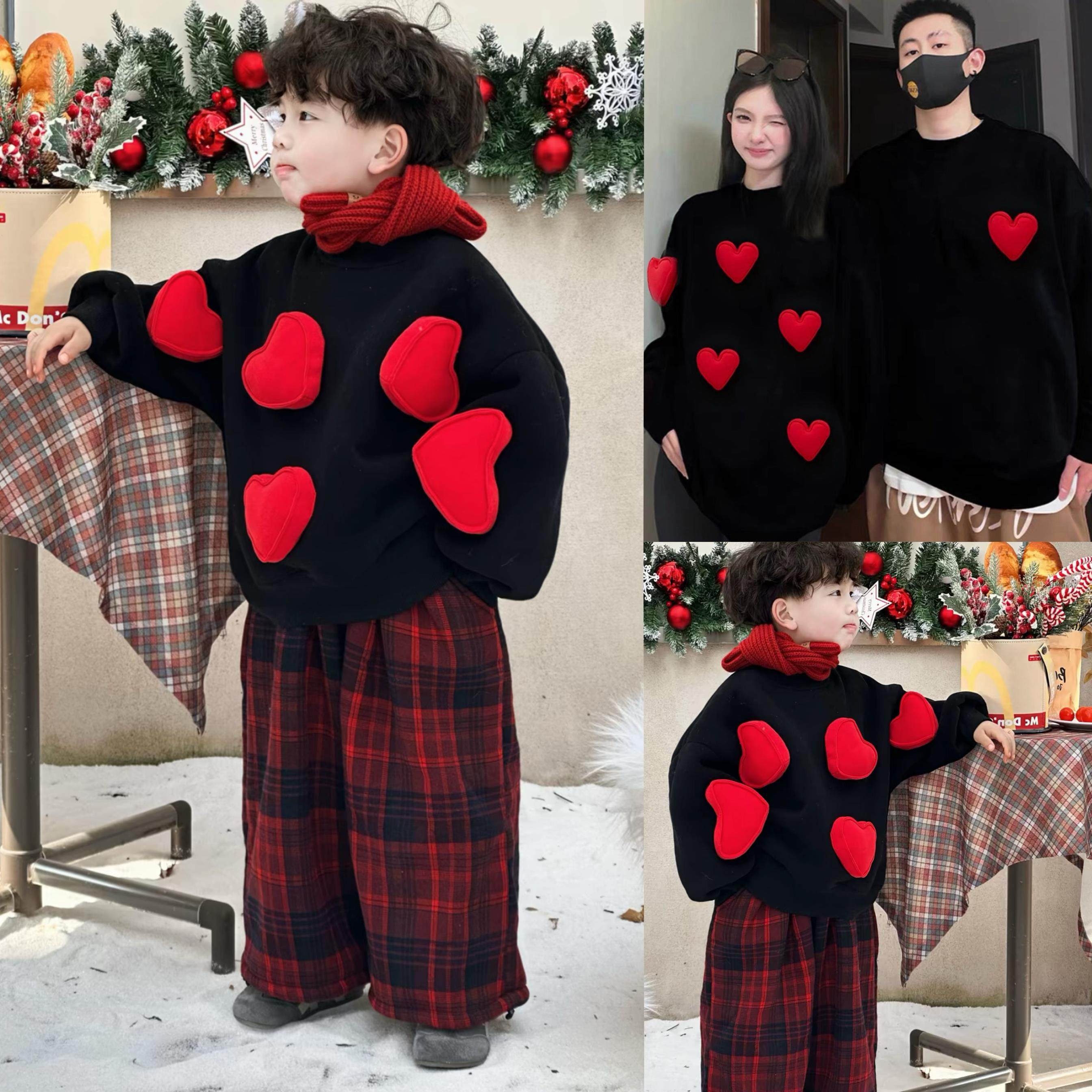 过年亲子装新款一家三口母女加绒加厚立体爱心卫衣新年拜年服套装,淘宝优惠券,粉丝福利购,淘宝优惠卷