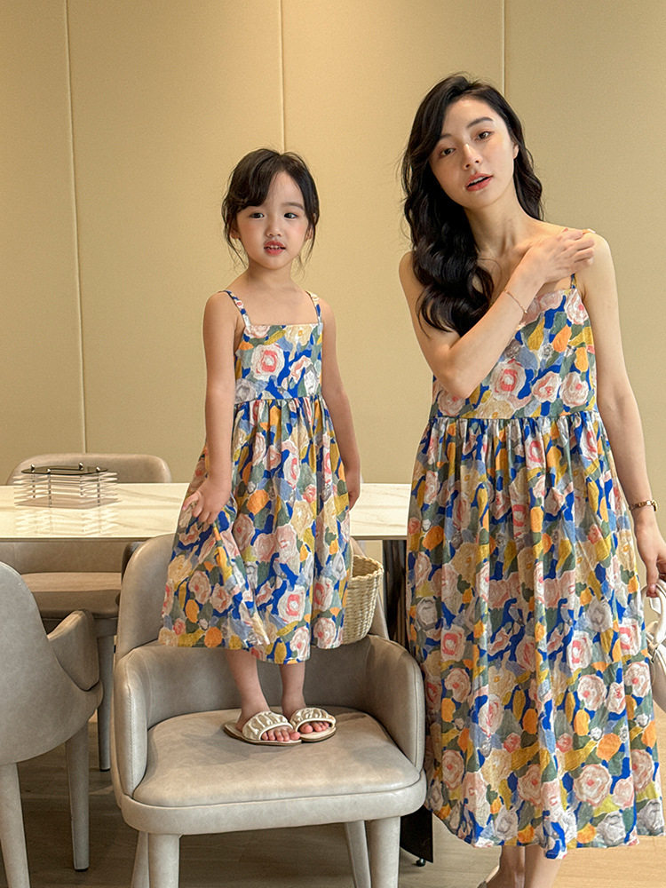 复古碎花满印短袖花衬衫亲子装宽松夏威夷海边度假母女装连衣裙潮,淘宝优惠券,粉丝福利购,淘宝优惠卷