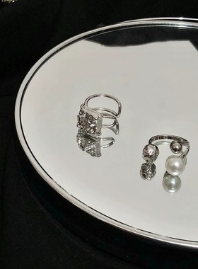 AA6502时尚个性金属珍珠戒指小众设计开口戒高级感食指戒指环气质