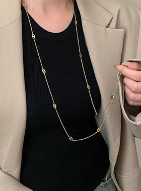 经典原创时髦多种戴法欧美猪鼻子项链超长女款小众设计师叠戴钛钢