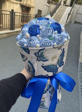 永生花纯手工制作diy玫瑰花蝴蝶图案小香风花束生日情人节礼物