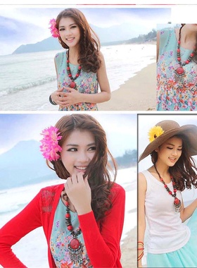 海滩民族风毛衣链长款女海边度假