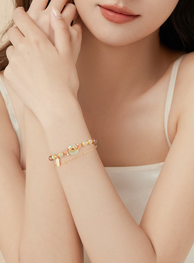 锦鲤平安扣手链女款轻奢小众设计感仿和田玉手串情人节礼物