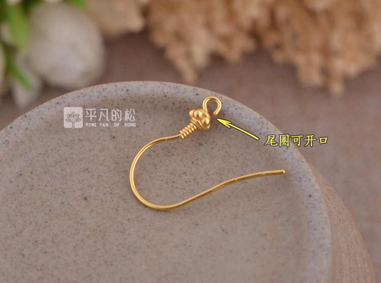 S925纯银镀金齿轮耳钩手工DIY银耳勾耳钉饰品吊坠挂钩配件 8386-图1