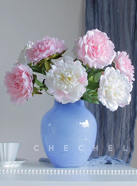 chechel 高品质手感保湿芍药牡丹花中国风花艺家居软装仿真花摆件