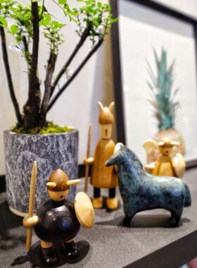 手工装饰桌面木偶原木礼品北欧风