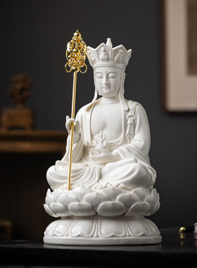 陶瓷禅意地藏王菩萨佛像地藏王倒流香炉工艺品家居客厅摆件香