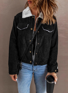 Ready Stock Women's Retro Thickened Loose Casual Warm rduroy