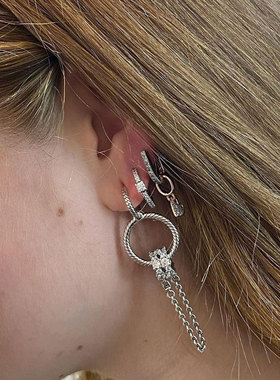 2022 New Silver Color Hot Moments Charm Hoop Earrings for Wo