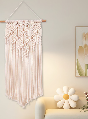 Tassel Tapestry tton Rope Woven Four-leaf Clover Diamond Squ