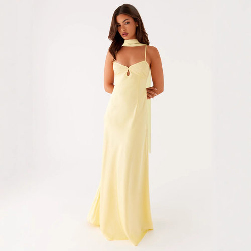 2026 Women's Elegant V-neck Strap Backless Long High-end Sat - 图0