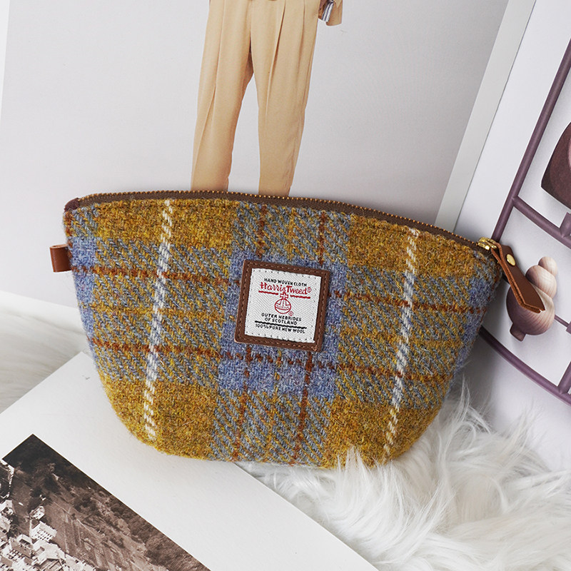 贝壳化妆包Harris tweed哈里斯粗花呢贝壳包随身便携化妆品收纳包