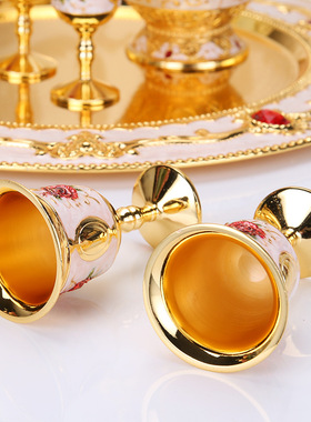 酒壶俄罗斯彩锡白酒高档创意家居摆件男士礼物酒具茶具套装 酒杯