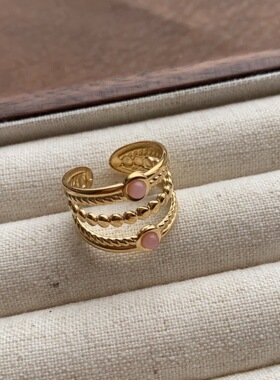 宝石系列戒指复古欧美轻奢宝石小众设计开口椭圆形个性戒指手指环