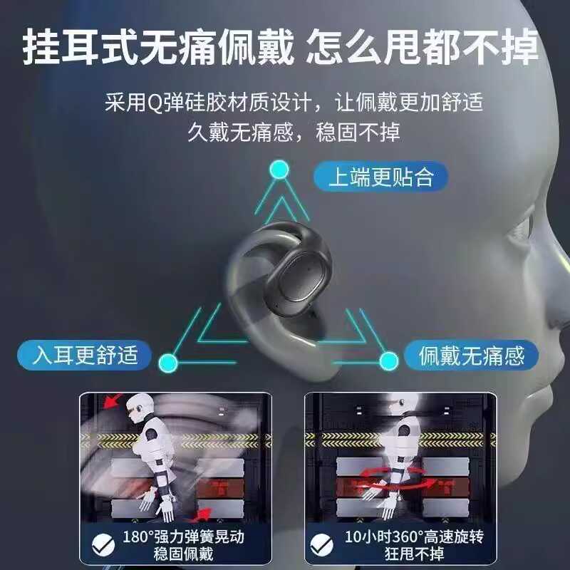 2024新款无线蓝牙耳机扁口耳机耳挂式气传导跑步开车运动防掉续航 - 图1