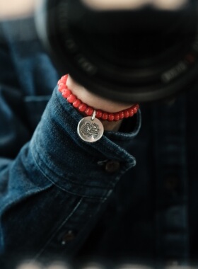 33oz 西亓好物日本琉璃999纯手工制作银牌手链美式复古阿美咔叽