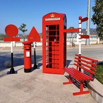 Retro Mesh Red Suit Phone Kiosk Mail Box Signs Landscape Outdoor Door Hall Mall Beauty Chen Bar Props